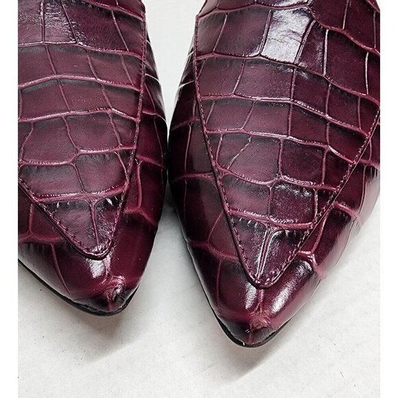 Cole Haan Piper Burgundy Croc-Embossed Leather Mules Block Heel Slip-On Womens - Picture 6 of 15